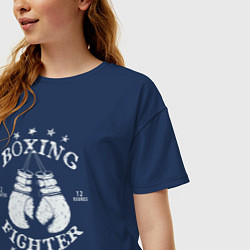 Футболка оверсайз женская Boxing fighter, цвет: тёмно-синий — фото 2