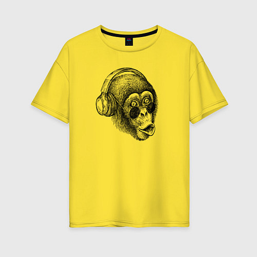 Женская футболка оверсайз Обезьяна DJ / Желтый – фото 1