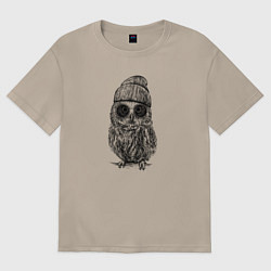 Футболка оверсайз женская Сова на стиле, цвет: миндальный