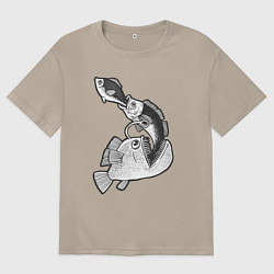 Футболка оверсайз женская Тройной улов, цвет: миндальный