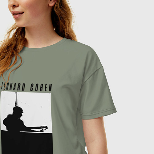 Женская футболка оверсайз Tribute to Leonard Cohen / Авокадо – фото 3