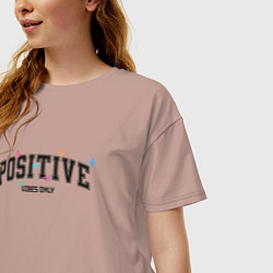 Футболка оверсайз женская Positive vibes only, цвет: пыльно-розовый — фото 2