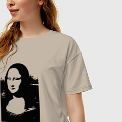 Футболка оверсайз женская Mona Lisa in black white, цвет: миндальный — фото 2