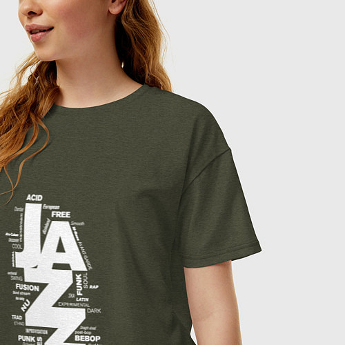 Женская футболка оверсайз Jazz Styles BW1 / Меланж-хаки – фото 3