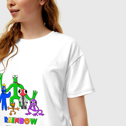 Женская футболка оверсайз Радужные друзья вместе / Белый – фото 3