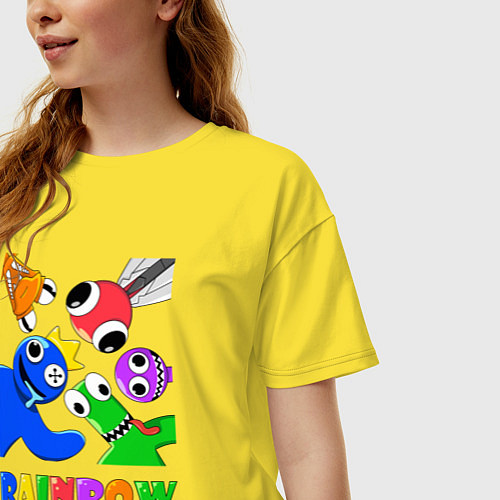 Женская футболка оверсайз Rainbow Friends персонажи / Желтый – фото 3