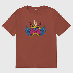 Футболка оверсайз женская Rock n roll forever, цвет: кирпичный