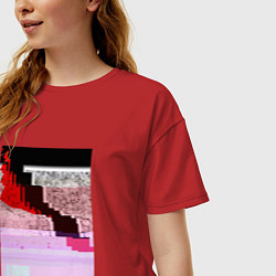 Футболка оверсайз женская Abstract glitch, цвет: красный — фото 2