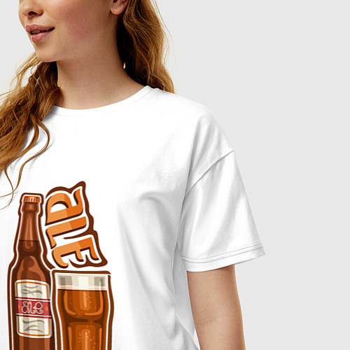 Женская футболка оверсайз Пиво эль / Белый – фото 3