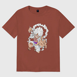 Футболка оверсайз женская Луффи - gear 5, цвет: кирпичный