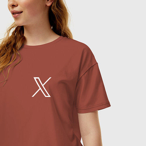 Женская футболка оверсайз Лого X / Кирпичный – фото 3
