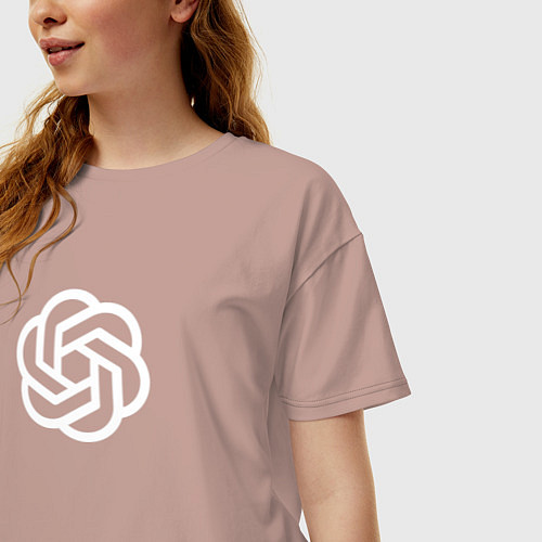 Женская футболка оверсайз Логотип Chat GPT / Пыльно-розовый – фото 3