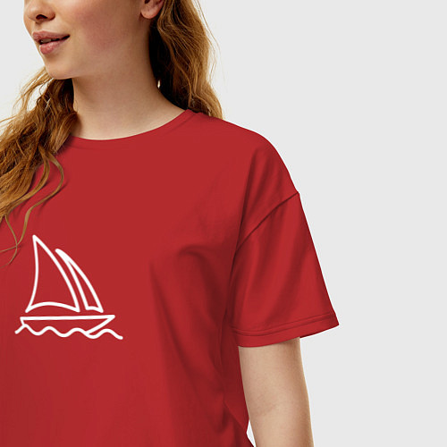 Женская футболка оверсайз Лого Midjourney / Красный – фото 3