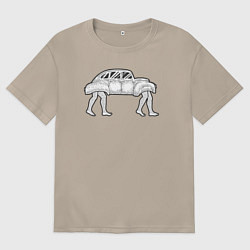 Футболка оверсайз женская Машина пешеход, цвет: миндальный