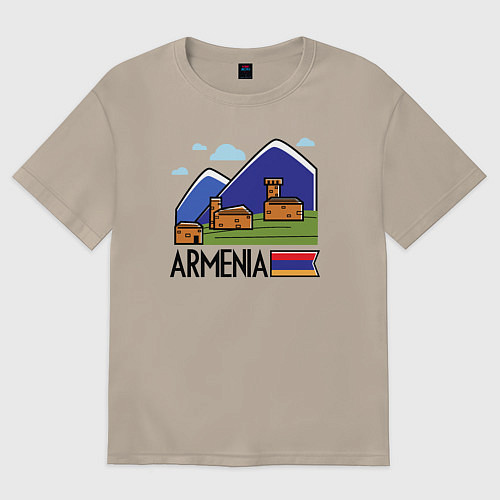 Женская футболка оверсайз Горная Армения / Миндальный – фото 1