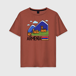 Футболка оверсайз женская Горная Армения, цвет: кирпичный