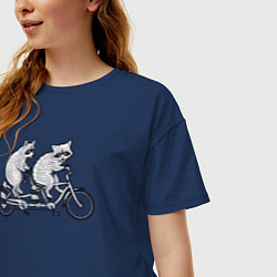 Футболка оверсайз женская Енотики на велике, цвет: тёмно-синий — фото 2