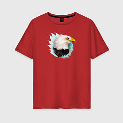 Футболка оверсайз женская Белоголовый орёл, цвет: красный