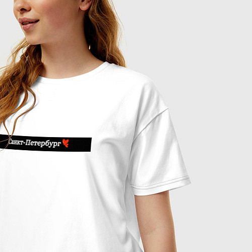 Женская футболка оверсайз Санкт-Петербург города России / Белый – фото 3
