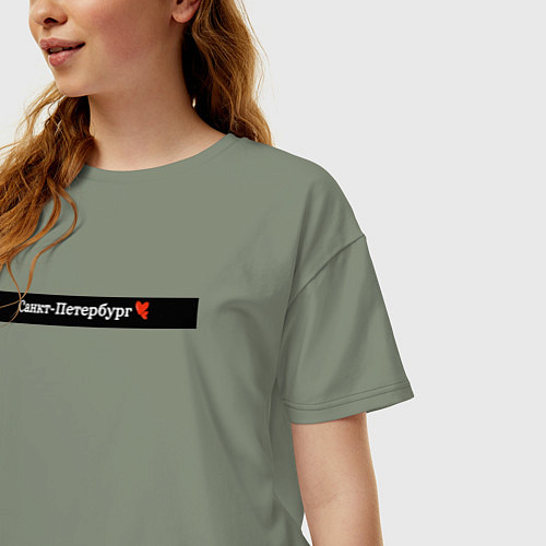 Женская футболка оверсайз Санкт-Петербург города России / Авокадо – фото 3