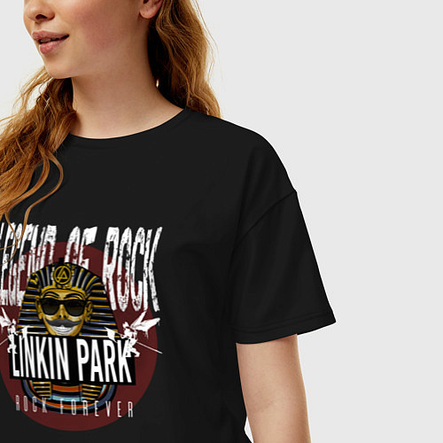 Женская футболка оверсайз Linkin Park рок легенда / Черный – фото 3