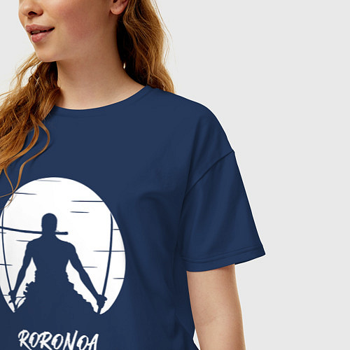 Женская футболка оверсайз Ророноа Зоро / Тёмно-синий – фото 3
