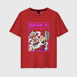 Футболка оверсайз женская One piece - gear 5 белый, цвет: красный