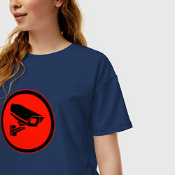 Футболка оверсайз женская Skibidi toilet Камера, цвет: тёмно-синий — фото 2