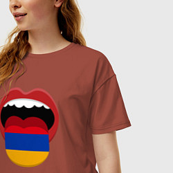 Футболка оверсайз женская Armenian lips, цвет: кирпичный — фото 2