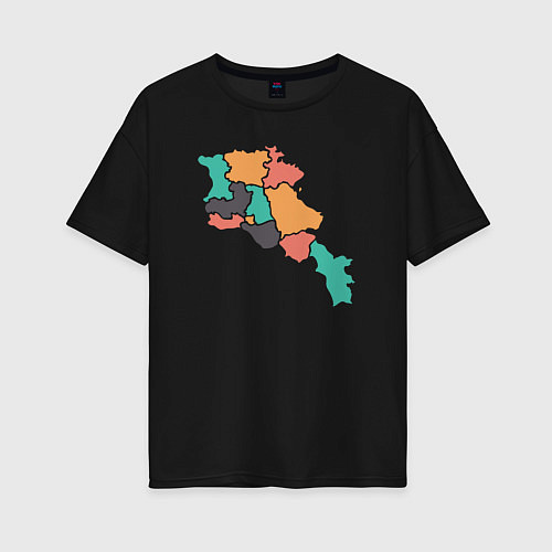 Женская футболка оверсайз Области Армении / Черный – фото 1