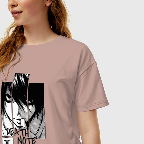 Женская футболка оверсайз Death Note - L / Пыльно-розовый – фото 3