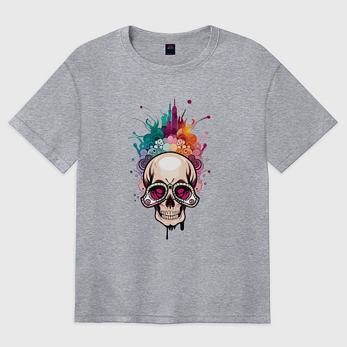 Женская футболка оверсайз Гламурный череп / Меланж – фото 1