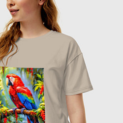 Футболка оверсайз женская Яркий красный ара, цвет: миндальный — фото 2