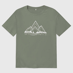 Женская футболка оверсайз Лес и горы