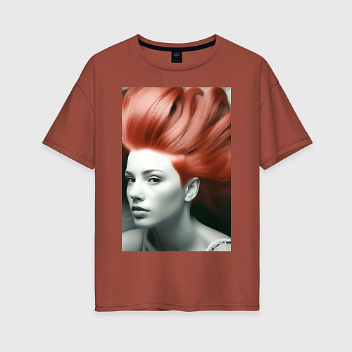 Женская футболка оверсайз Огненная девушка / Кирпичный – фото 1