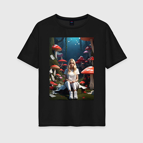 Женская футболка оверсайз Alice in Wonderland / Черный – фото 1