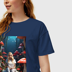 Футболка оверсайз женская Alice in Wonderland, цвет: тёмно-синий — фото 2