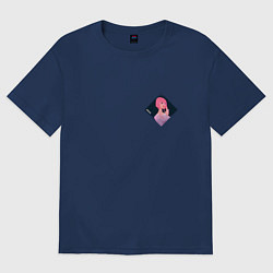 Футболка оверсайз женская Арт Джису из BlackPink - мини, цвет: тёмно-синий