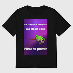 Футболка оверсайз женская Pizza is power, цвет: черный