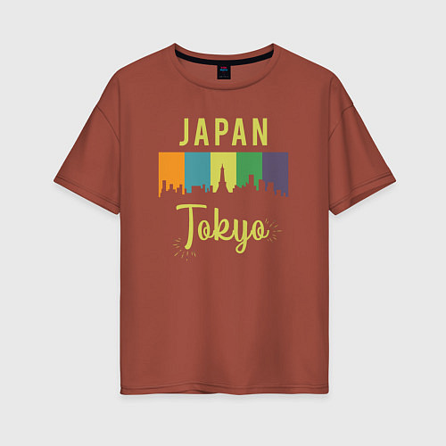 Женская футболка оверсайз Токио Япония / Кирпичный – фото 1