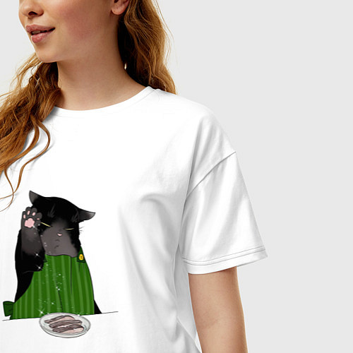 Женская футболка оверсайз Кот повар / Белый – фото 3