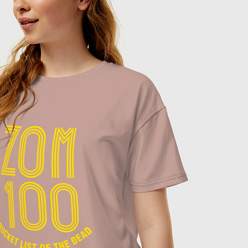 Женская футболка оверсайз Zom 100 logo / Пыльно-розовый – фото 3