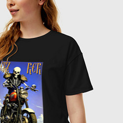 Футболка оверсайз женская Crazy racer - skeleton - motorcycle, цвет: черный — фото 2