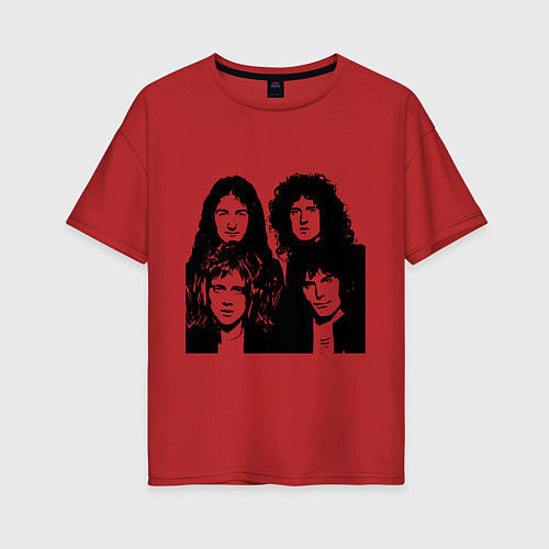 Женская футболка оверсайз Queen - band / Красный – фото 1