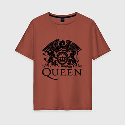 Футболка оверсайз женская Queen - logo, цвет: кирпичный