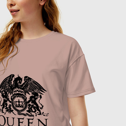 Женская футболка оверсайз Queen - logo / Пыльно-розовый – фото 3