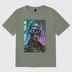 Футболка оверсайз женская Зомби в стиле киберпанк, цвет: авокадо