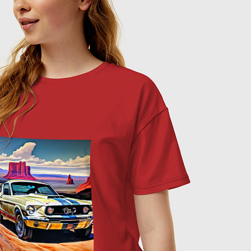 Женская футболка оверсайз Авто Мустанг / Красный – фото 3