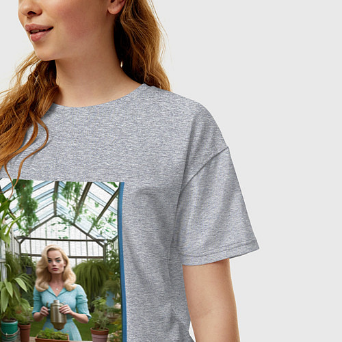 Женская футболка оверсайз Барби: биологические эксперименты / Меланж – фото 3