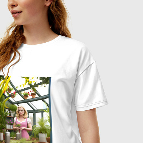 Женская футболка оверсайз Барби: биологические эксперименты / Белый – фото 3
